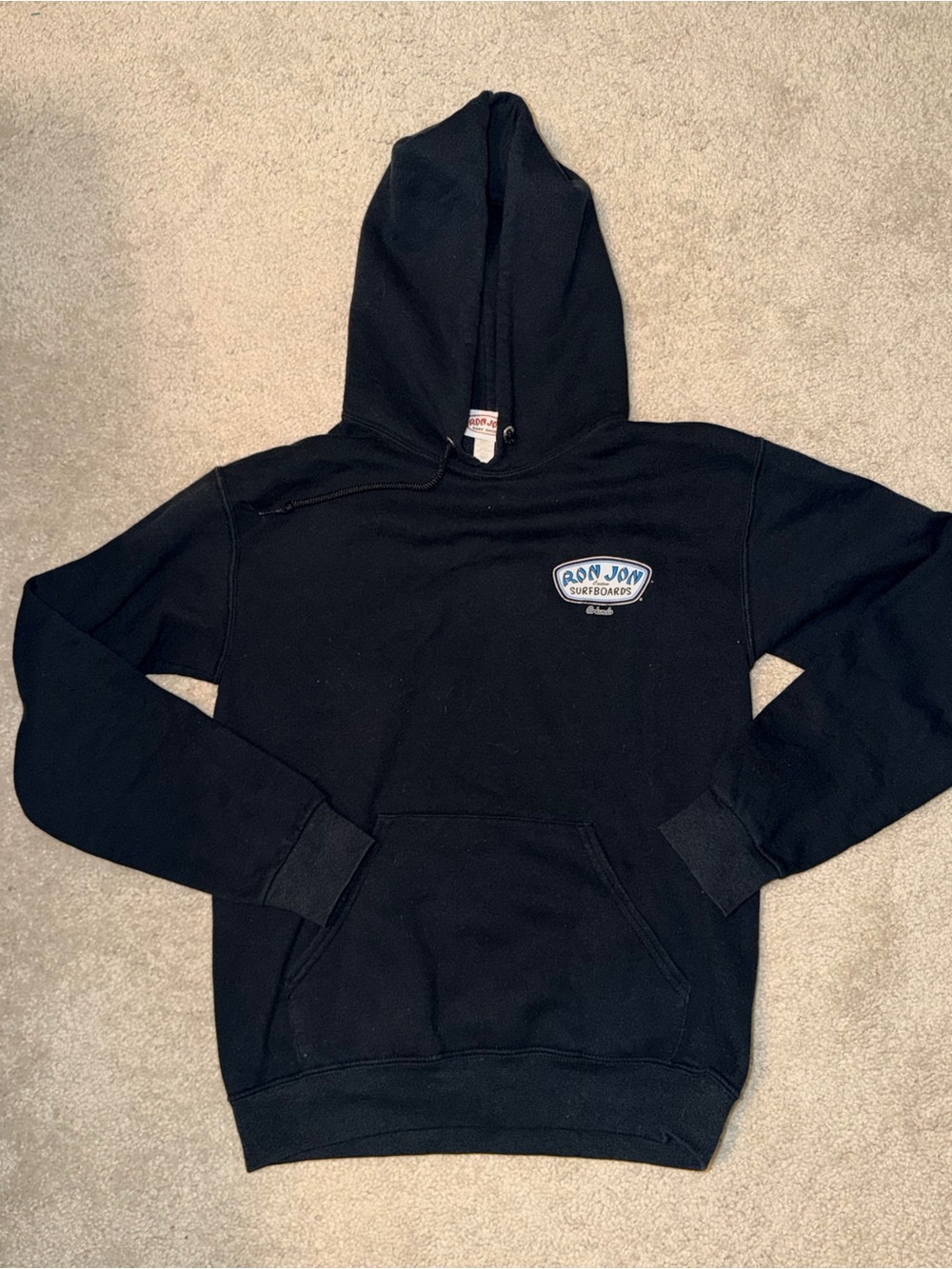 Ron Jon Black Crewneck Hoodie with Small Chest Patch